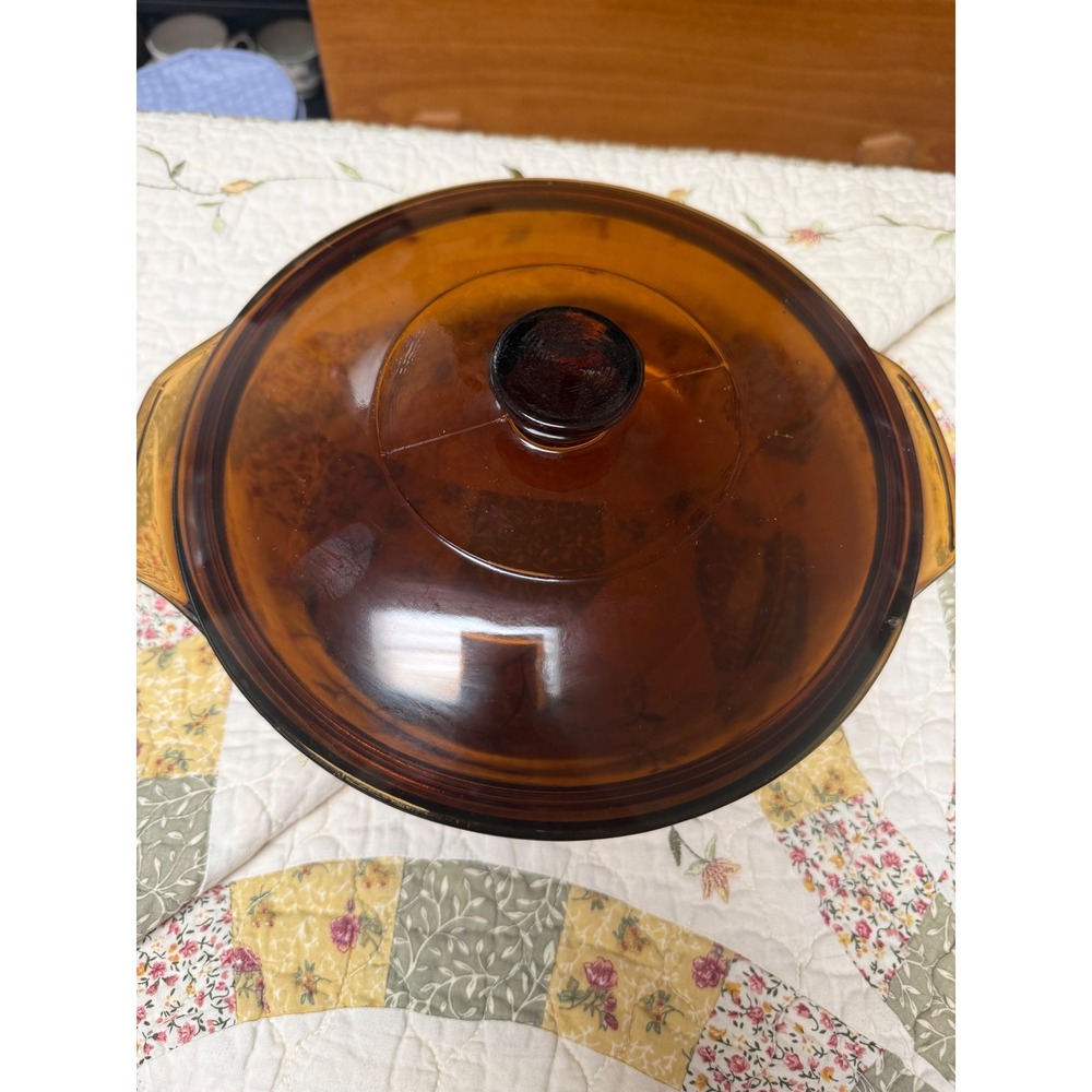 Anchor Hocking Fire King Amber Glass Casserole Dish with Lid 1.5 Qt Ovenproof - Picture 2 of 5
